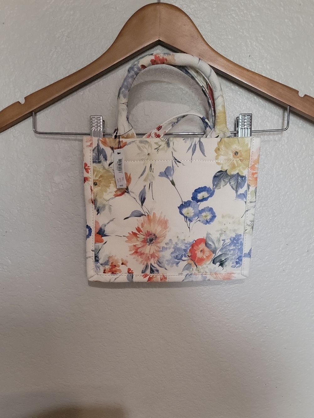 Express Floral Mini Tote - Cream with Blue, Yellow & Orange Flowers